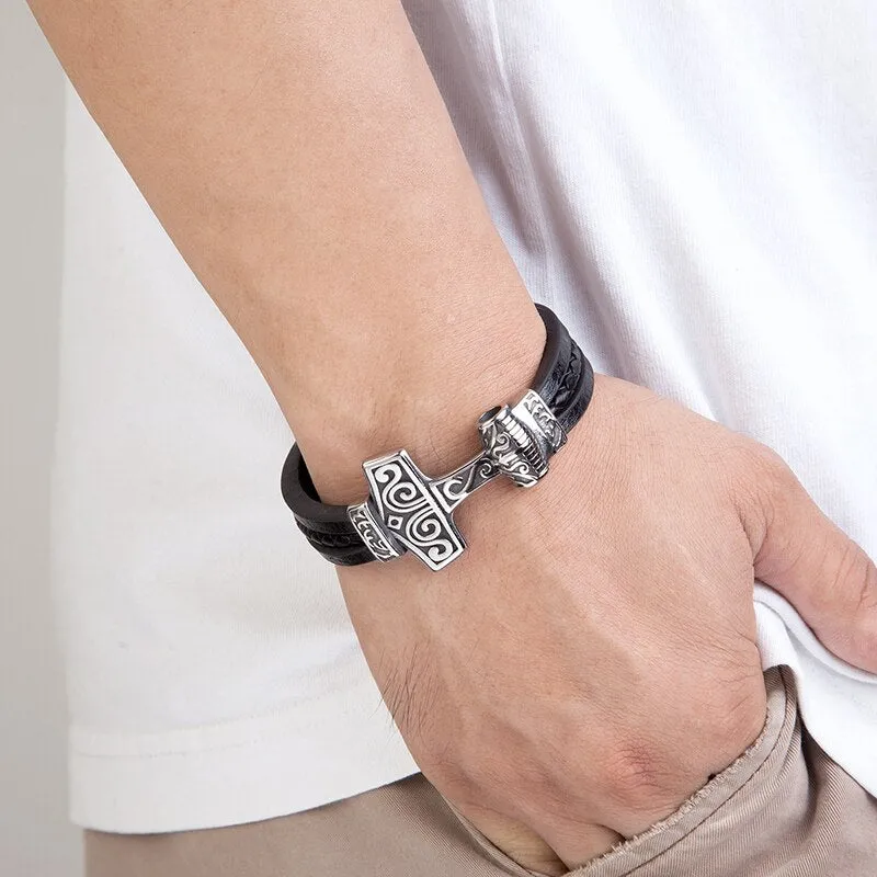 Men Stainless Steel Viking Bracelet Wolf Vintage Jewelry Retro Punk Rock Style Motorcycle Accessories