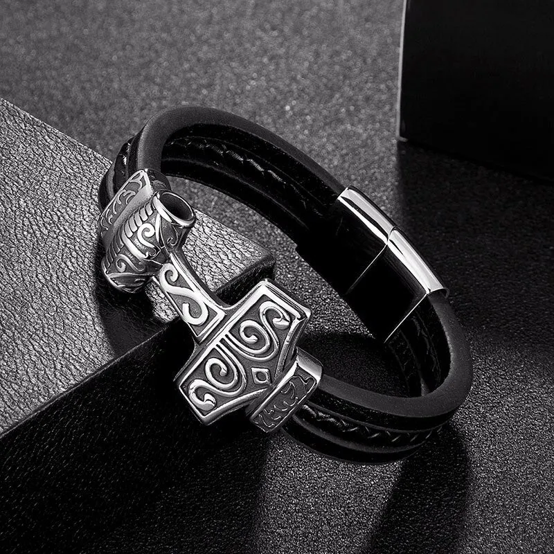 Men Stainless Steel Viking Bracelet Wolf Vintage Jewelry Retro Punk Rock Style Motorcycle Accessories