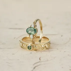 Moss Agate Couple Rings - Timeless Love