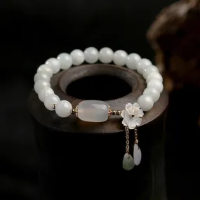Natural Jade Emerald Agate Beads Bracelet Bangle Jewelry Woman