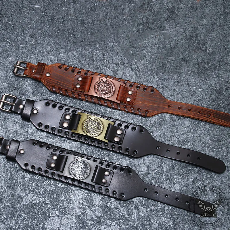 Ouroboros Vegvisir Wristband Leather Bracelet