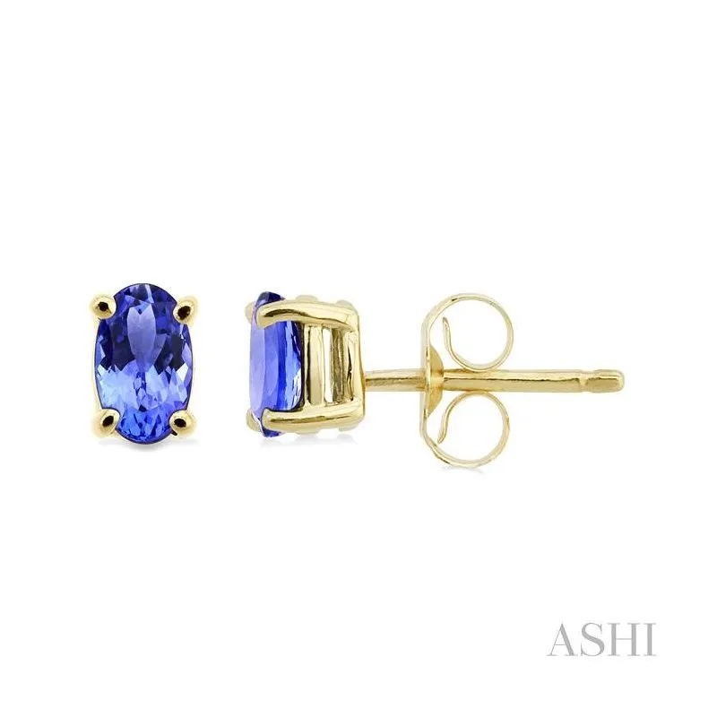 Oval Shape Gemstone Stud Earrings
