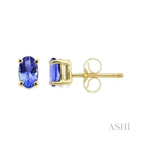 Oval Shape Gemstone Stud Earrings