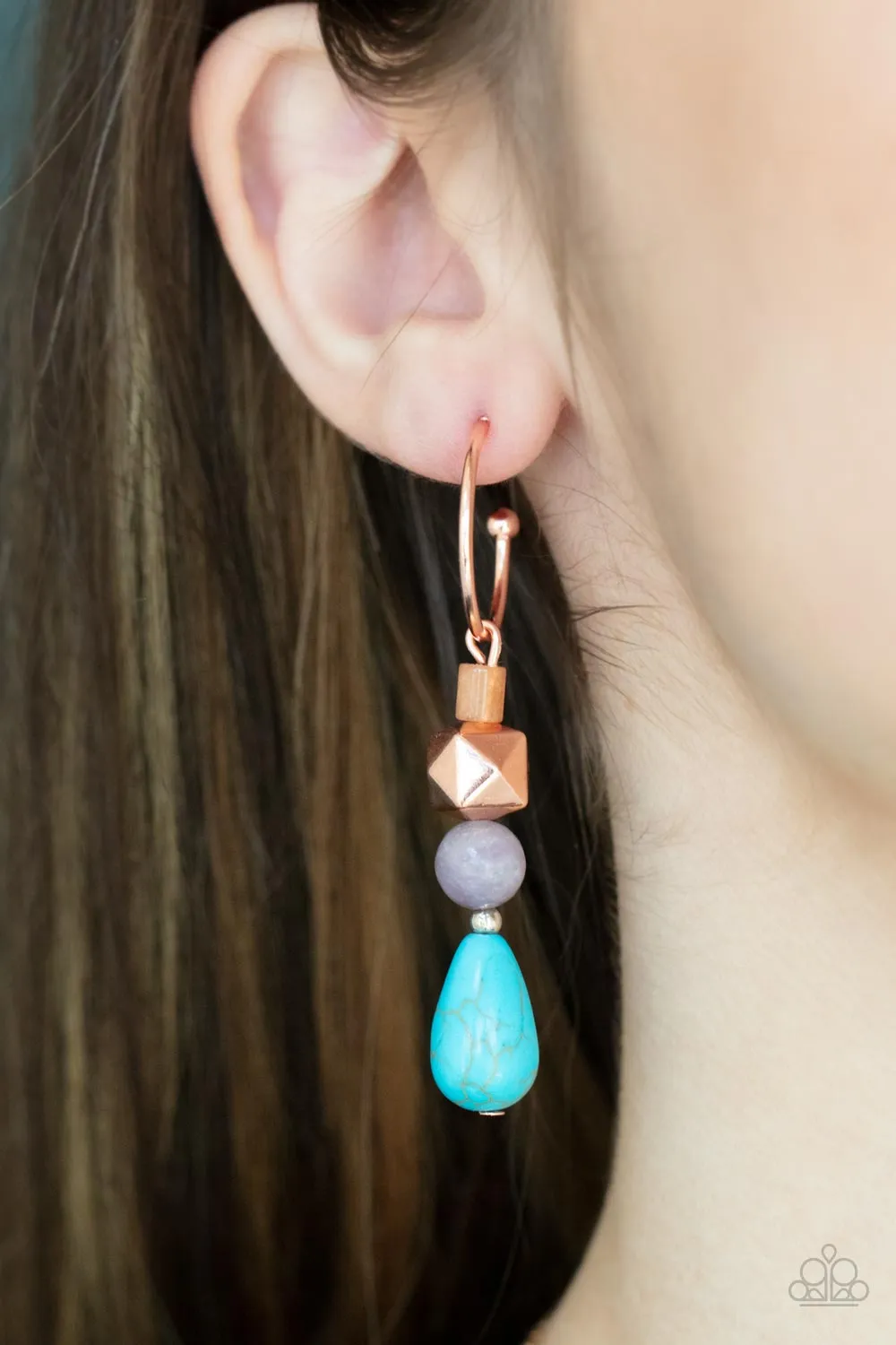 Paparazzi Boulevard Stroll Copper Post Earrings - P5HO-CPXX-128XX