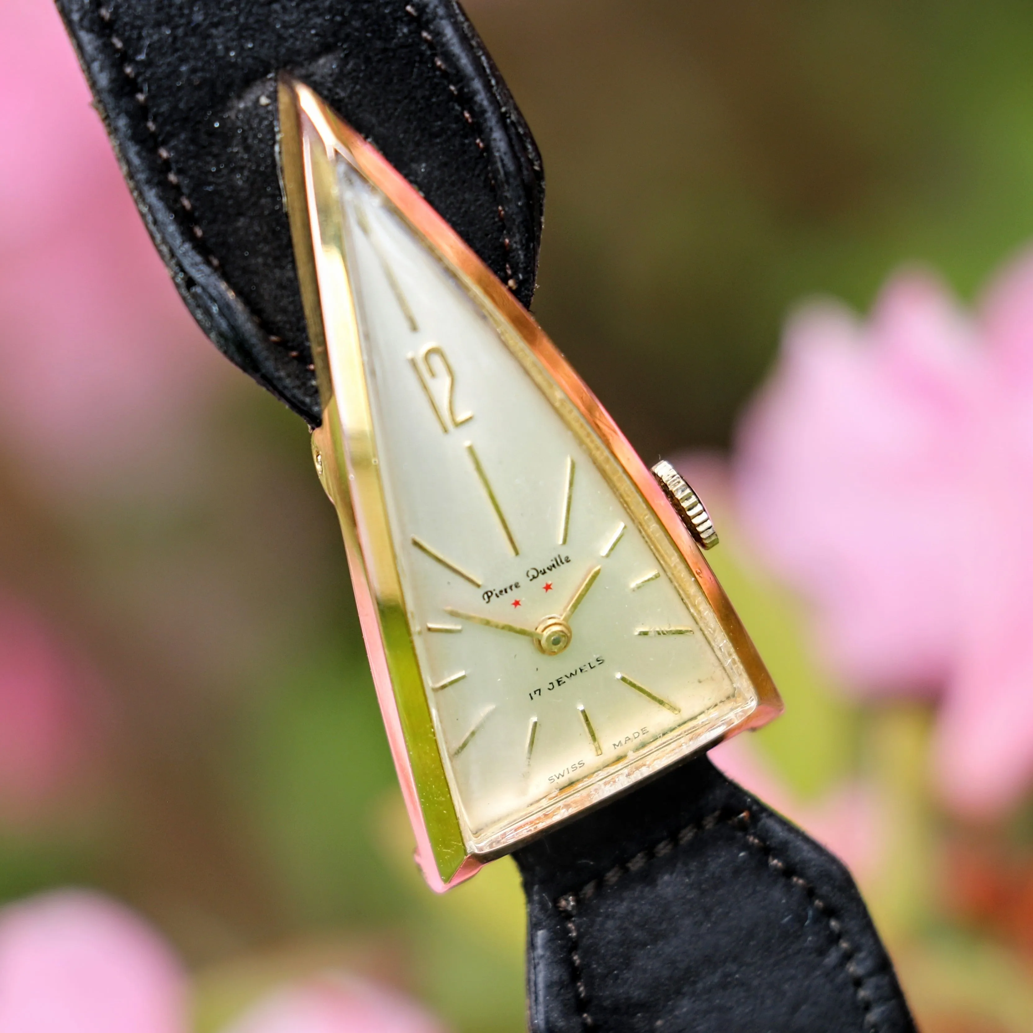 PIERRE DUVILLE “A Parabolic Watch” 17 Jewels Triangle Vintage Wristwatch