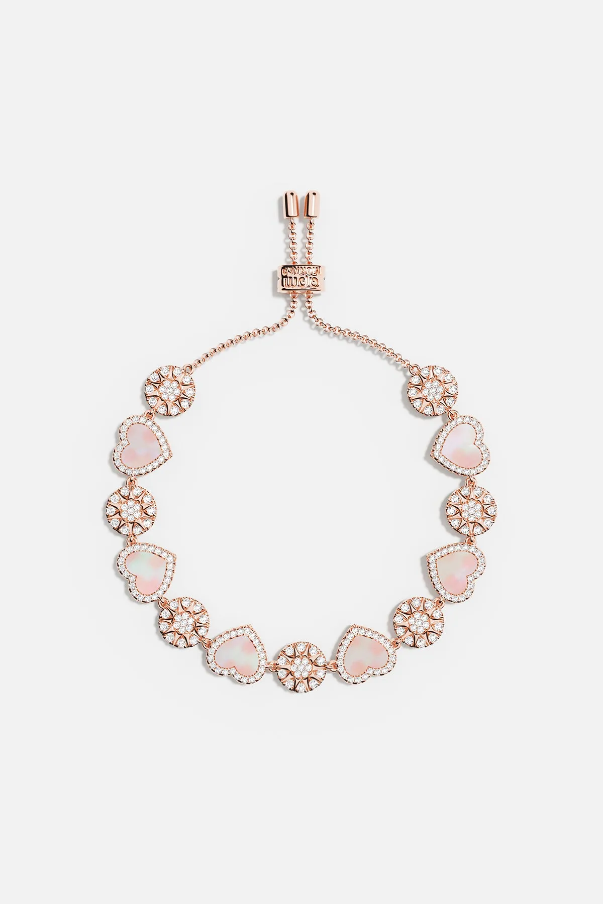 Pink Nacre Heart & Dot Adjustable bracelet
