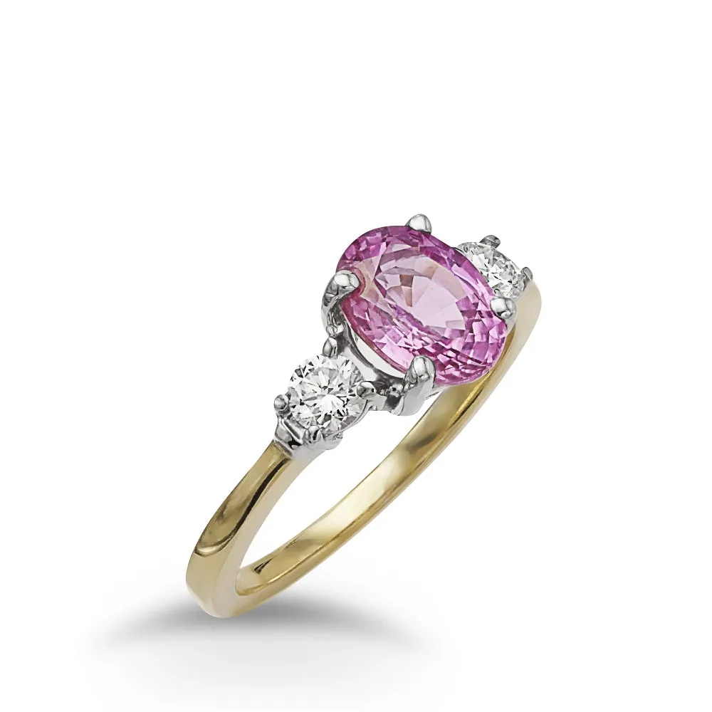 Pink Sapphire Diamond Ring