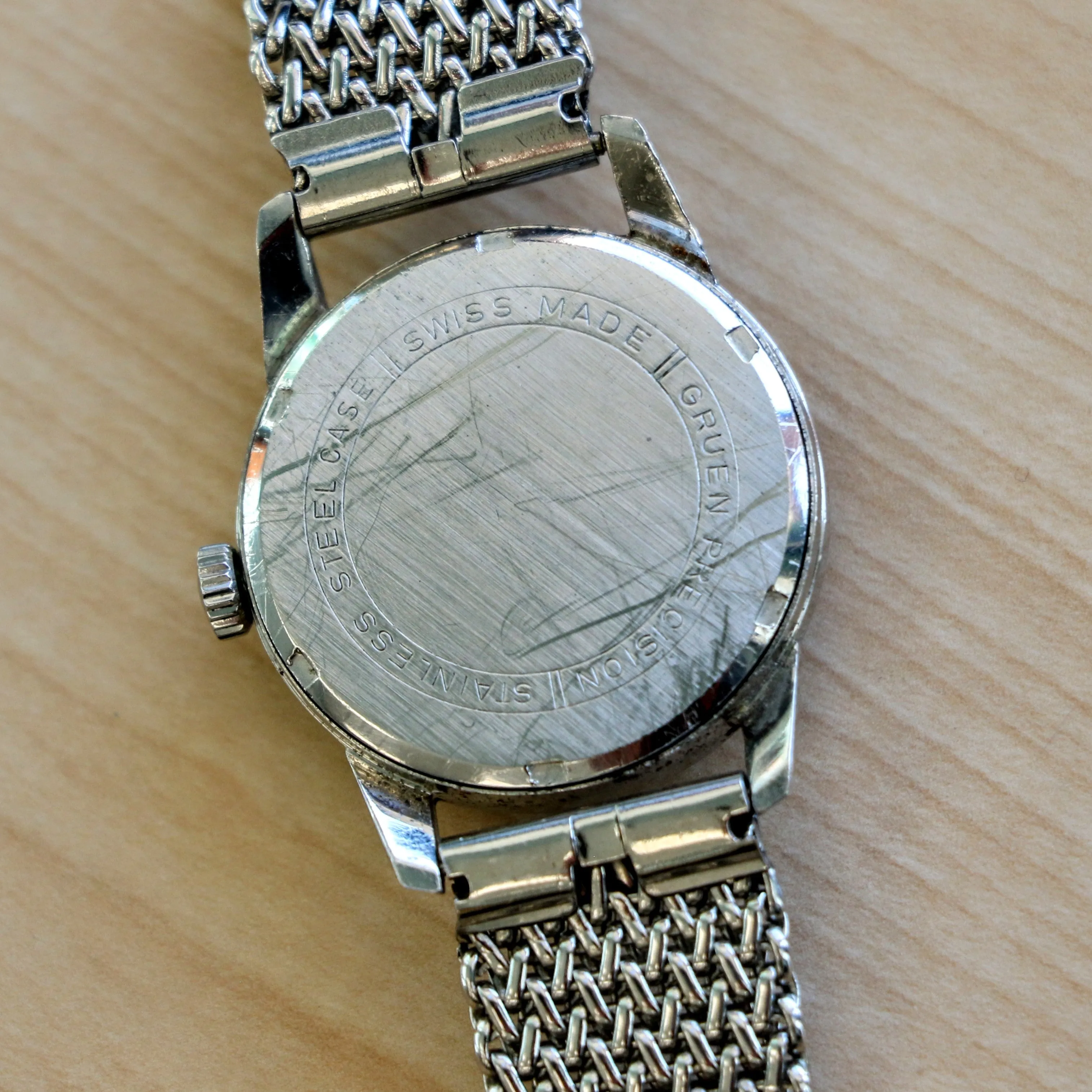RARE 1960's GRUEN Precision 17 Jewels Cal. N510R Swiss Wristwatch - ALL S.S. & Tradition Mesh Bracelet