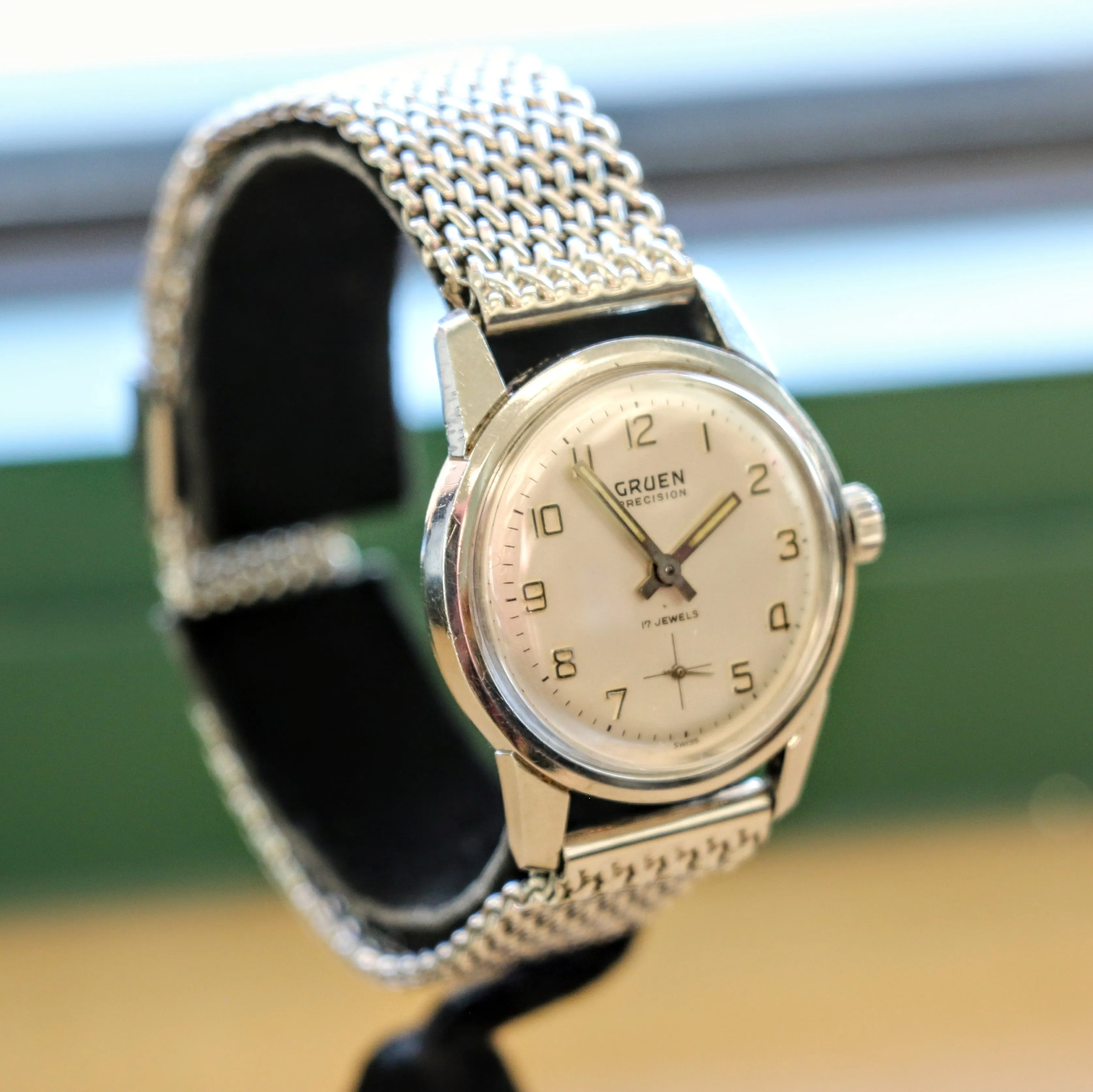 RARE 1960's GRUEN Precision 17 Jewels Cal. N510R Swiss Wristwatch - ALL S.S. & Tradition Mesh Bracelet