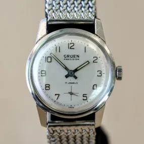 RARE 1960's GRUEN Precision 17 Jewels Cal. N510R Swiss Wristwatch - ALL S.S. & Tradition Mesh Bracelet