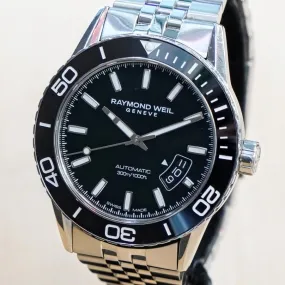 RAYMOND WEIL Men’s Freelancer Diver Watch 2760 Automatic Wristwatch Black Dial - ALL S.S.