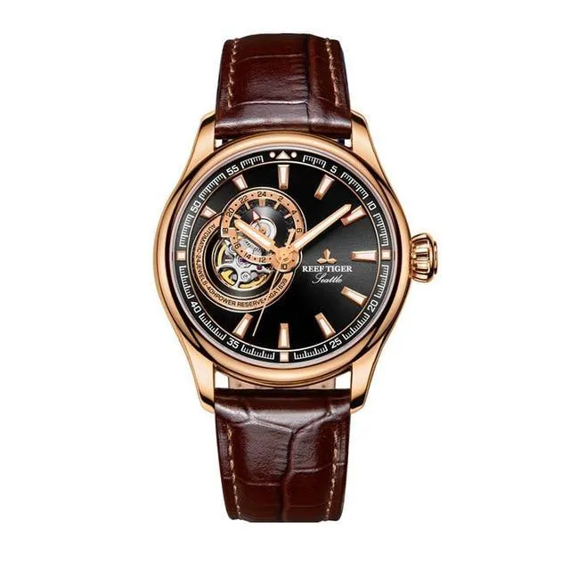 Reef Tiger/RT  Blue Tourbillon Dress Men Watches Top Brand Luxury Automatic Mechanical Watch Relogio Masculino RGA1639
