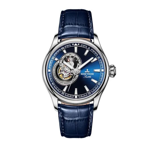 Reef Tiger/RT  Blue Tourbillon Dress Men Watches Top Brand Luxury Automatic Mechanical Watch Relogio Masculino RGA1639