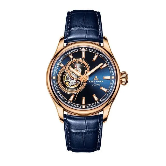 Reef Tiger/RT  Blue Tourbillon Dress Men Watches Top Brand Luxury Automatic Mechanical Watch Relogio Masculino RGA1639