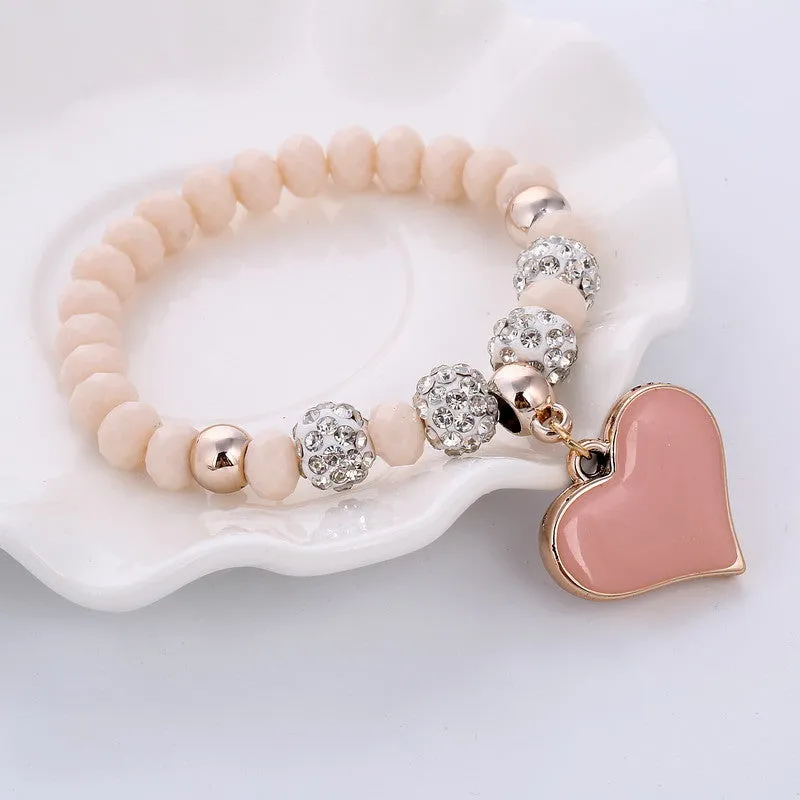 Romantic Vintage Bracelet with Heart Pendant