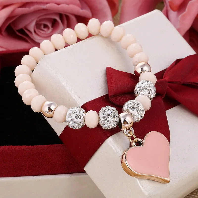Romantic Vintage Bracelet with Heart Pendant