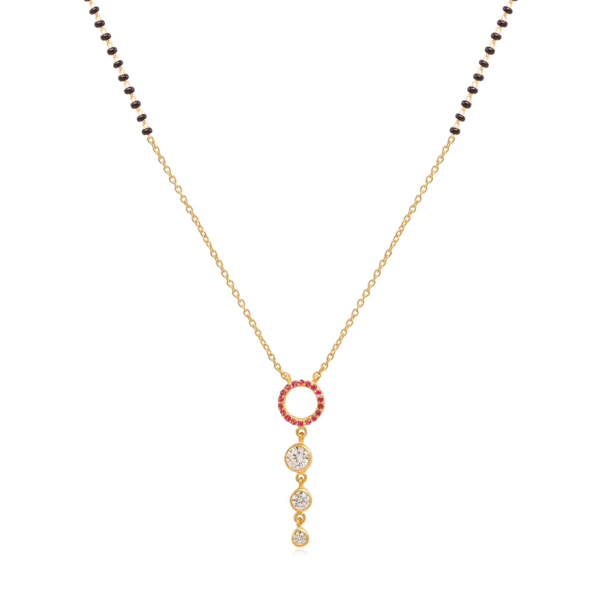 Silver 92.5 Pink Zircon Dangling Mangalsutra
