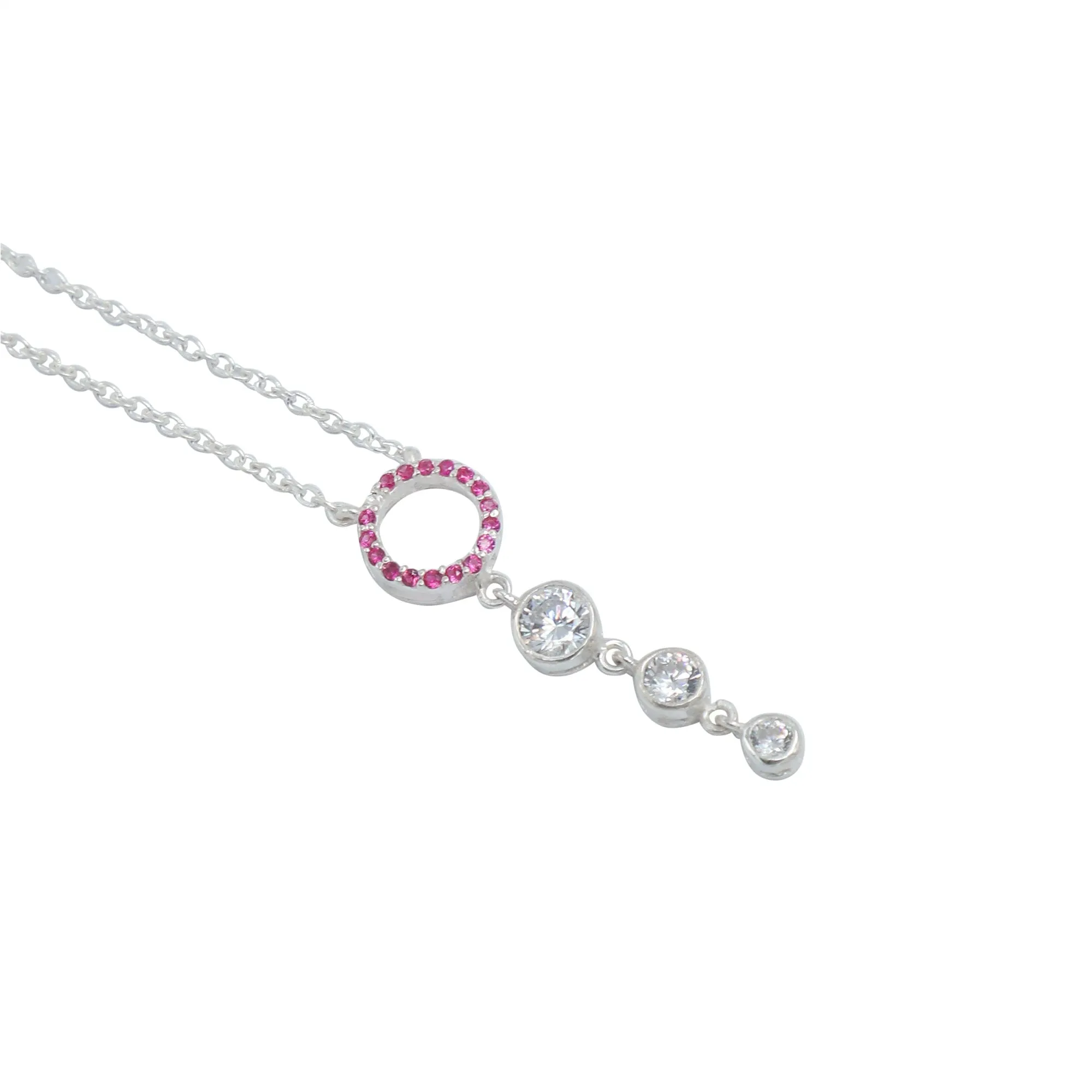 Silver 92.5 Pink Zircon Dangling Mangalsutra