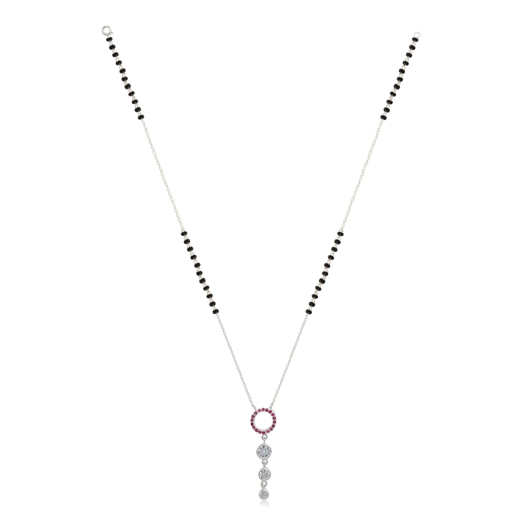 Silver 92.5 Pink Zircon Dangling Mangalsutra