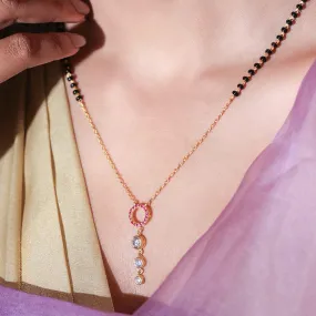 Silver 92.5 Pink Zircon Dangling Mangalsutra
