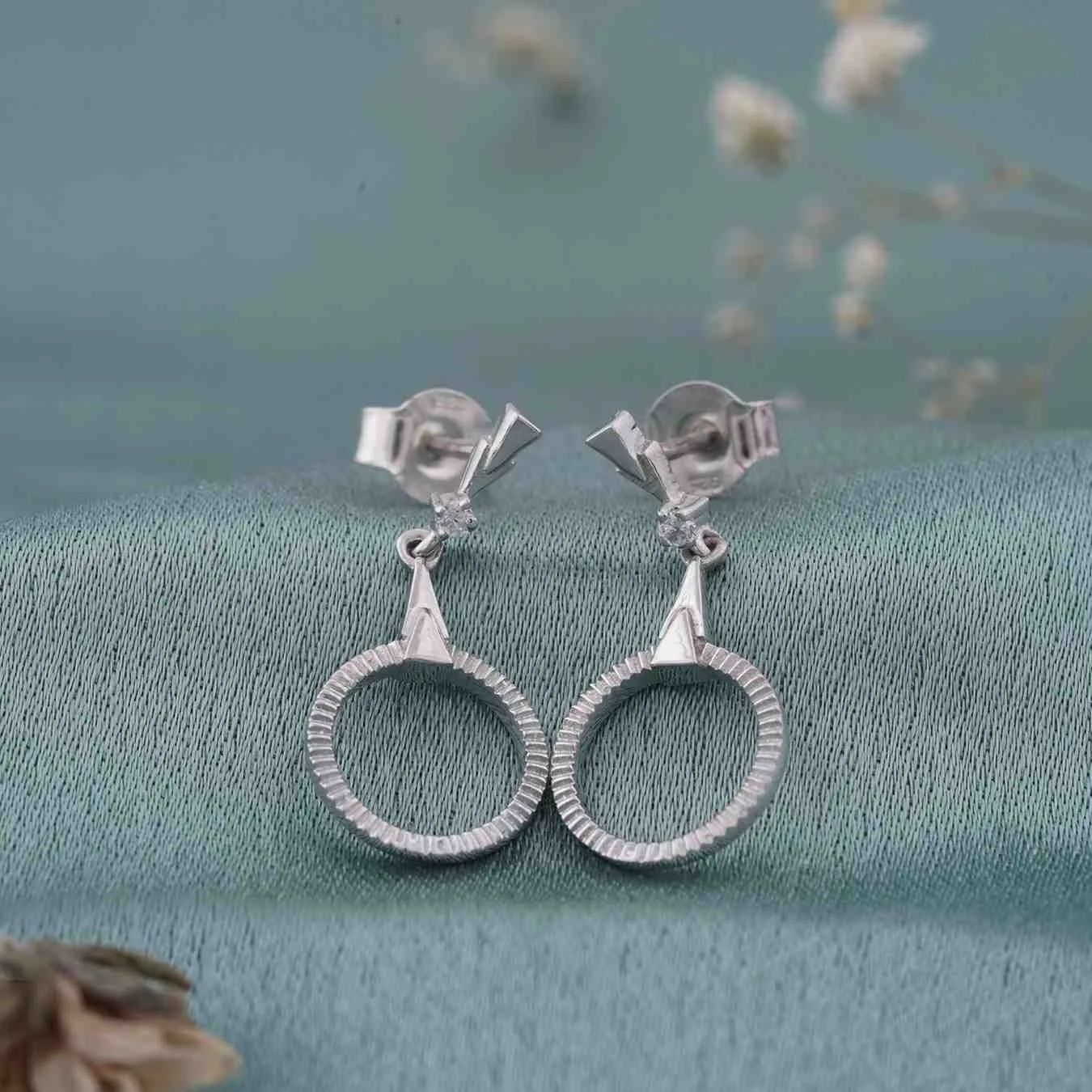 Silver Shiny Circle Drop Earrings