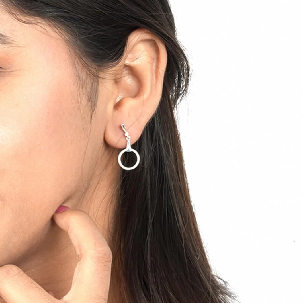 Silver Shiny Circle Drop Earrings