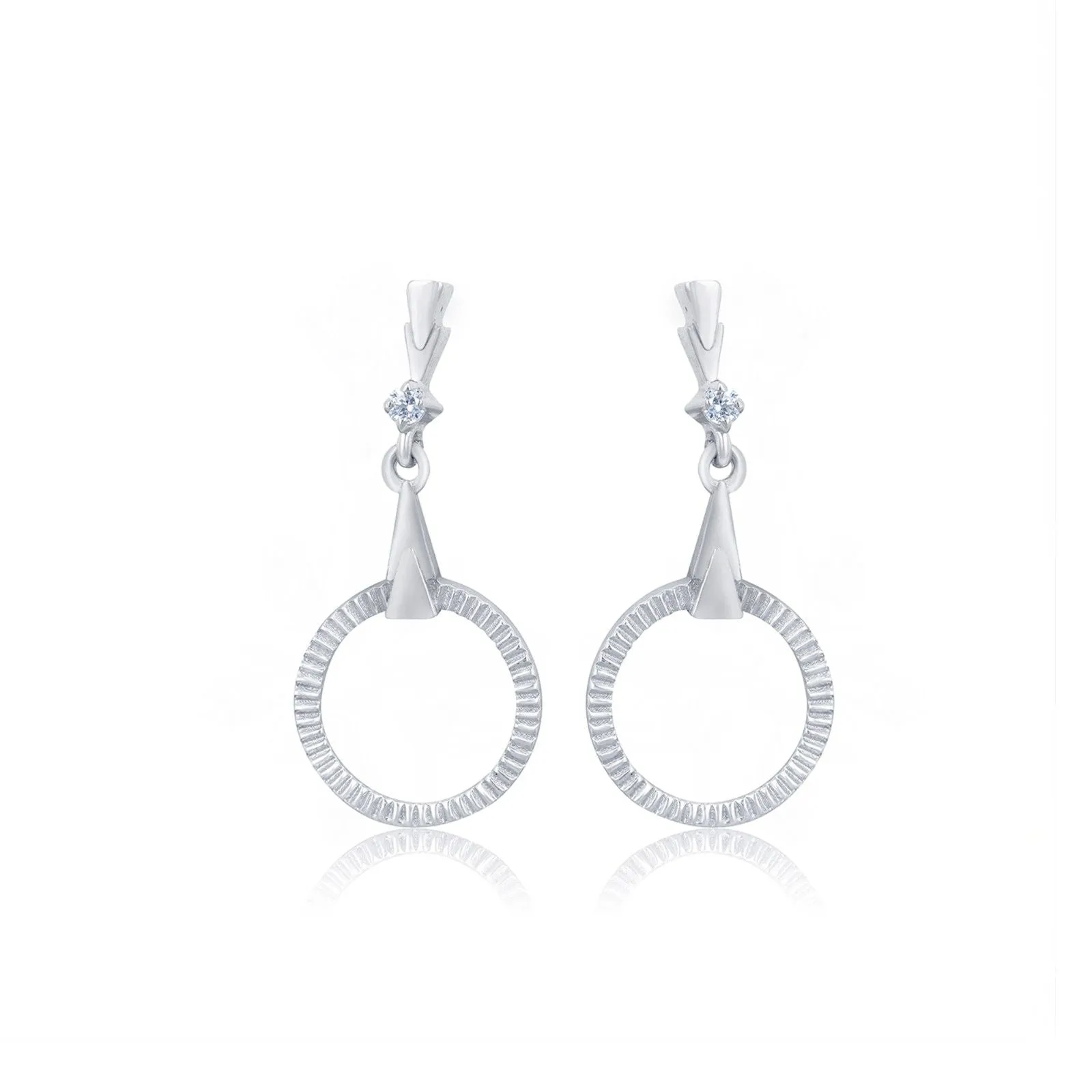 Silver Shiny Circle Drop Earrings