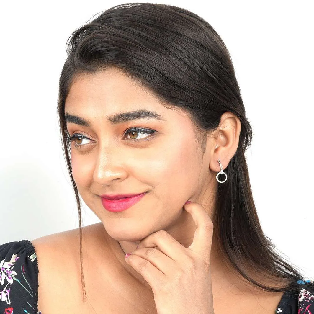 Silver Shiny Circle Drop Earrings
