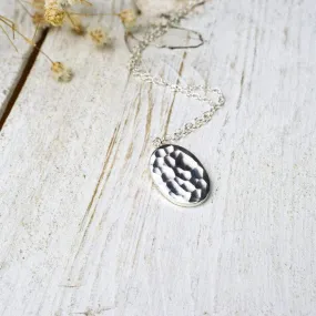 Simplicity hammered solid oval pendant (larger)