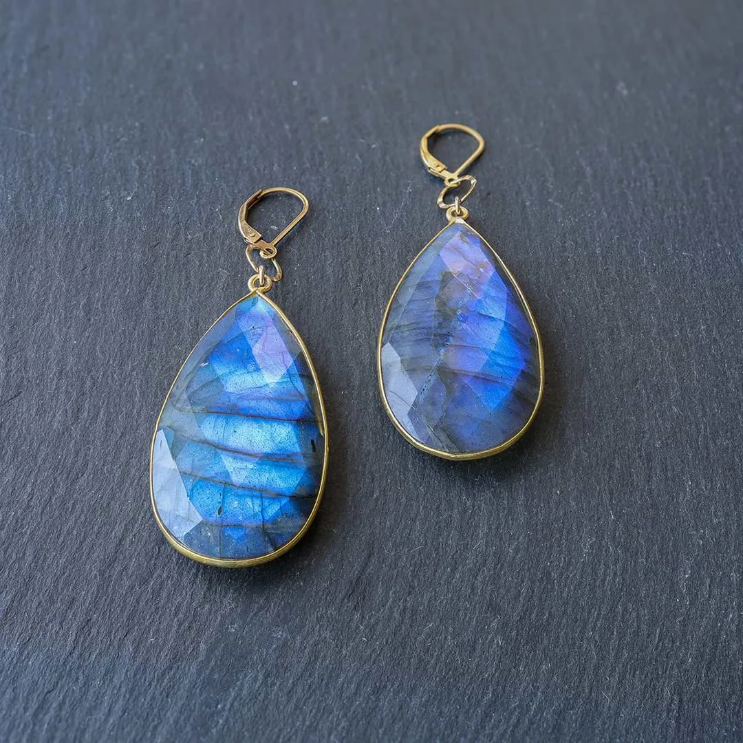 Something Blue - Blue Labradorite Teardrop Earrings