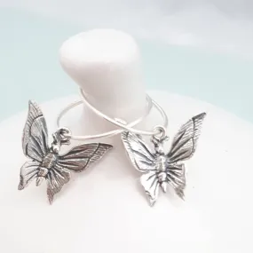 Sterling Silver Butterfly Hoop Earrings
