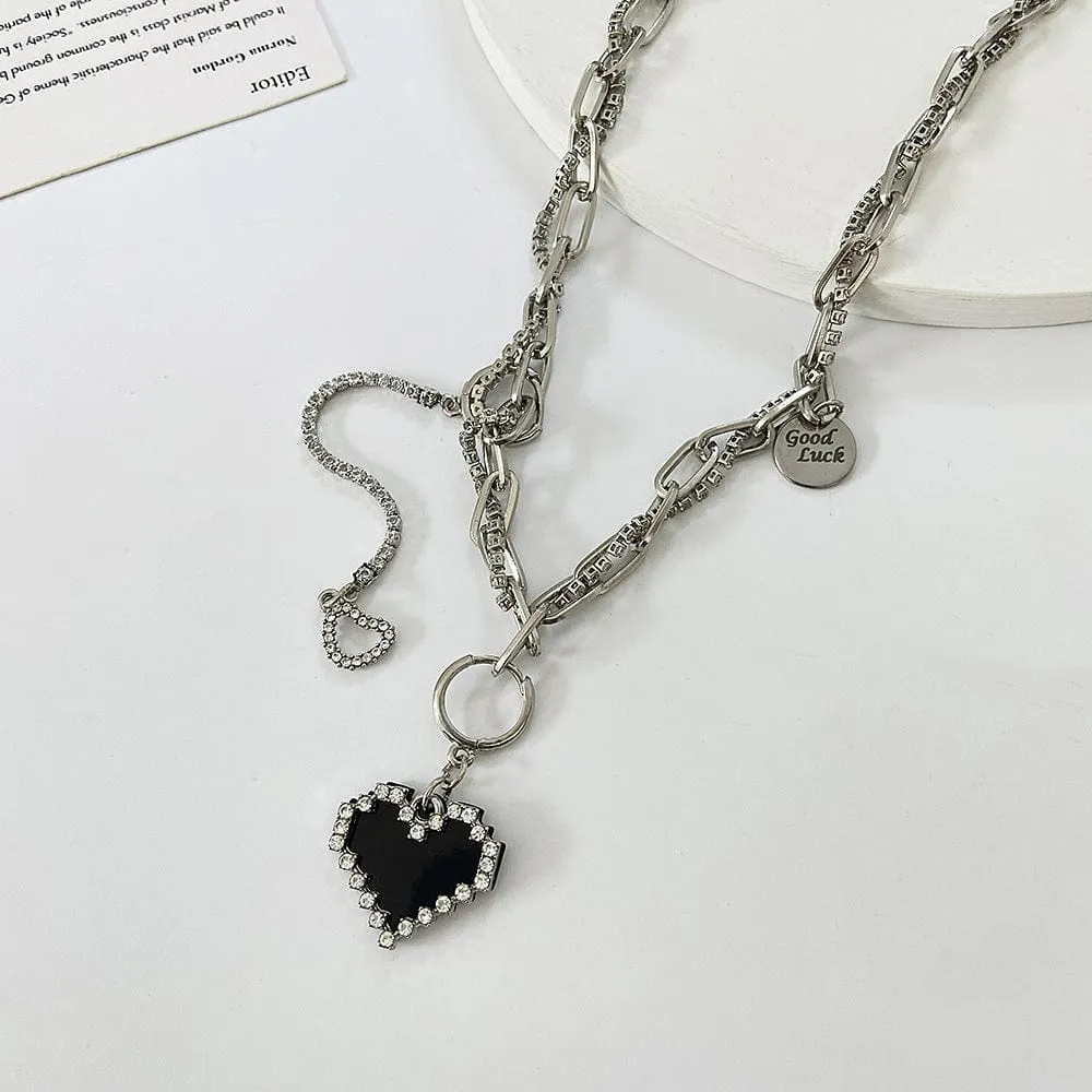 Sweet Detachable Heart Earrings Necklace
