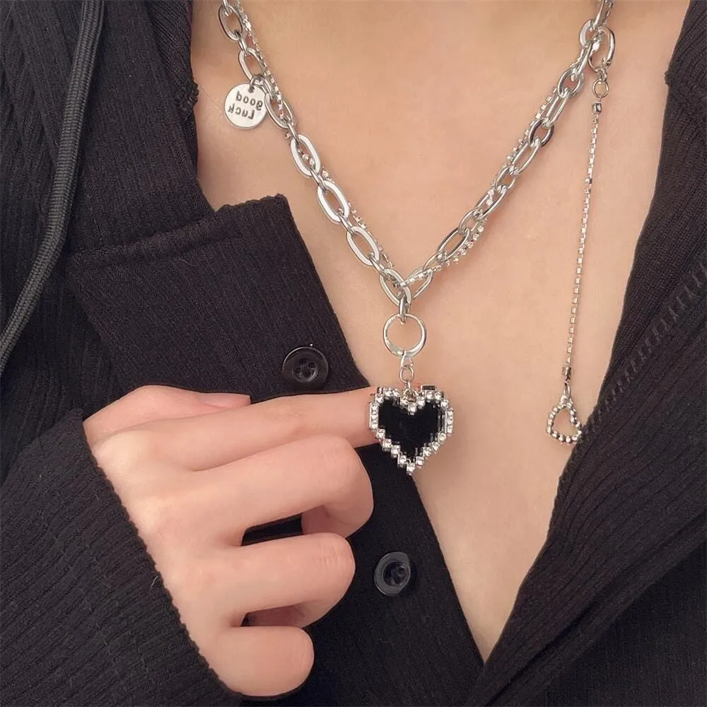 Sweet Detachable Heart Earrings Necklace