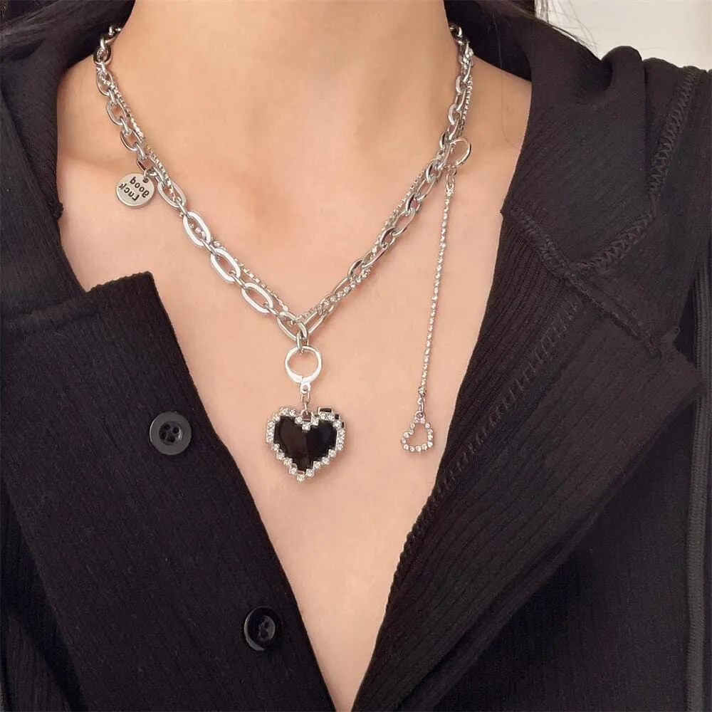 Sweet Detachable Heart Earrings Necklace