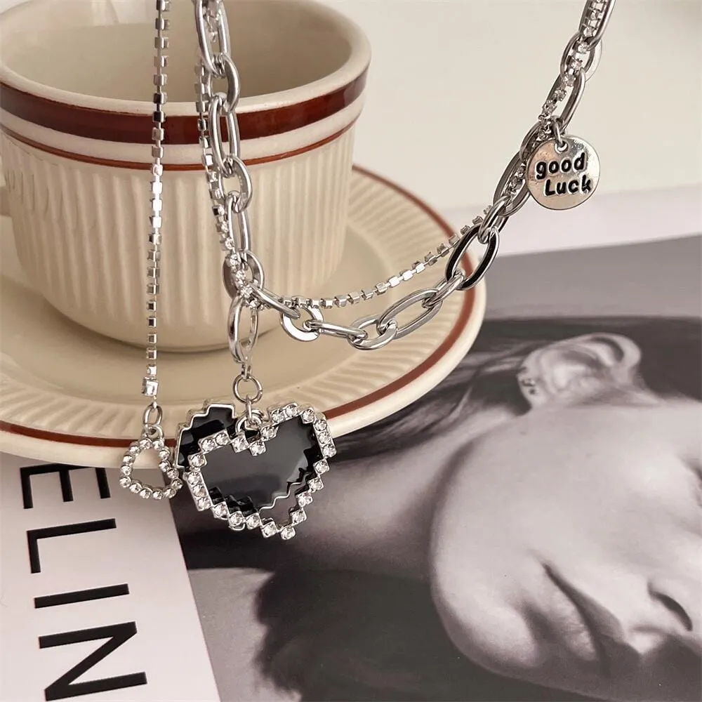 Sweet Detachable Heart Earrings Necklace