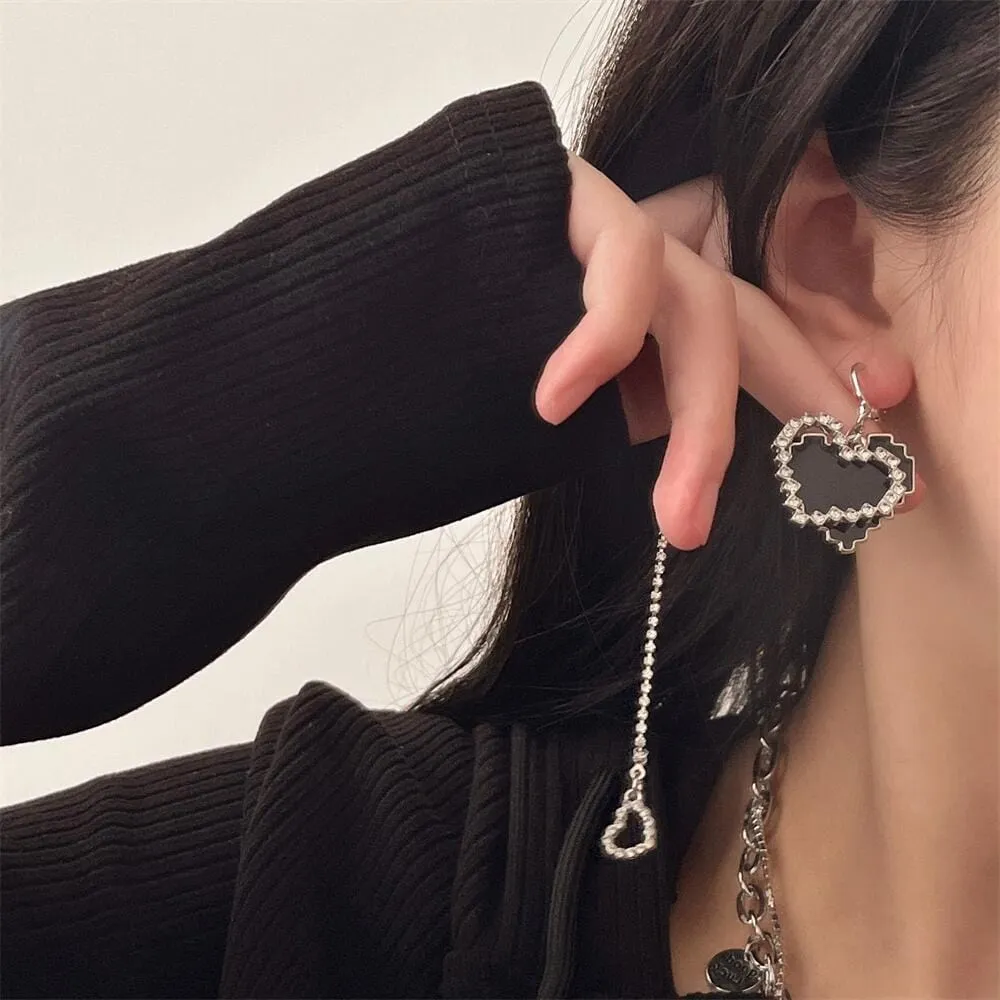 Sweet Detachable Heart Earrings Necklace