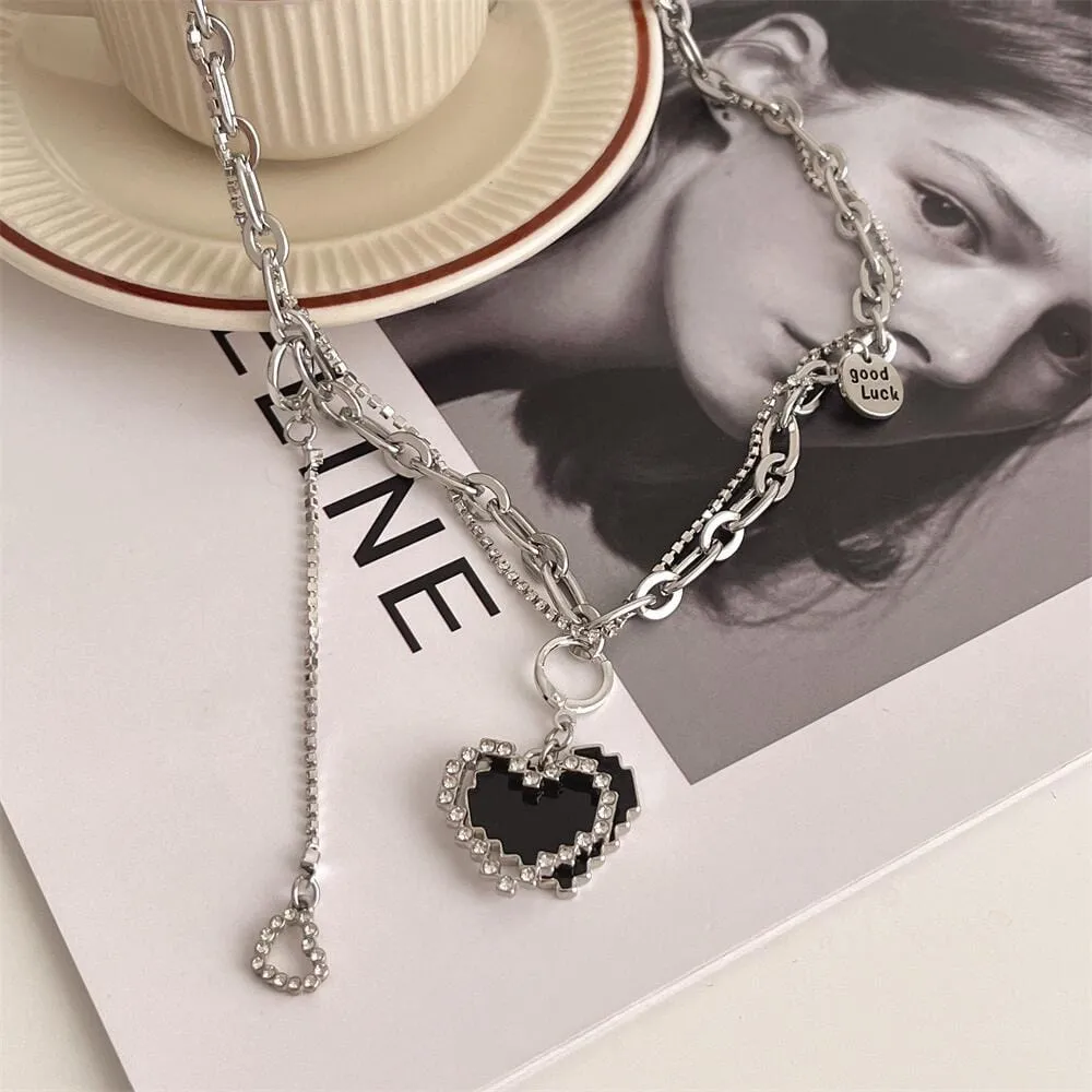 Sweet Detachable Heart Earrings Necklace