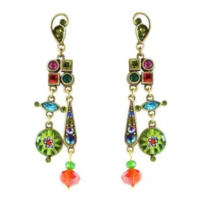 Sweet Romance Millefiori Candy Glass Beads & Crystals Pierced Earrings