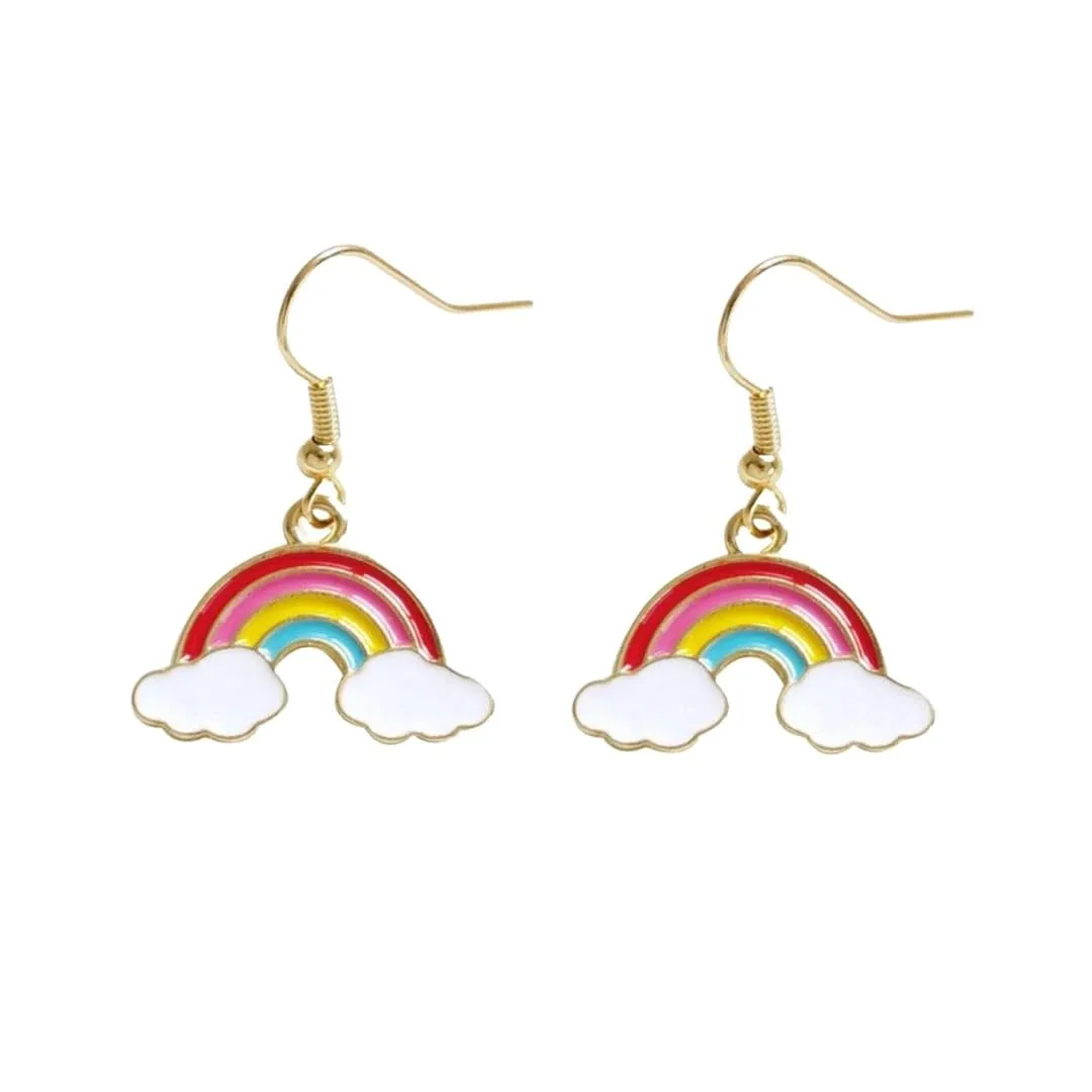 The Bullish Store Women's Sunny Skies '70s-'80s Style Enamel Rainbow Hook Earrings