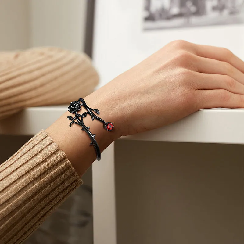 Tokyo Mart Gothic Vintage Rose Bracelets Jewelry Women Girls 3D Rose Flower Cuff Bangle Bracelet Romantic Birthday Valentine's Day Gifts
