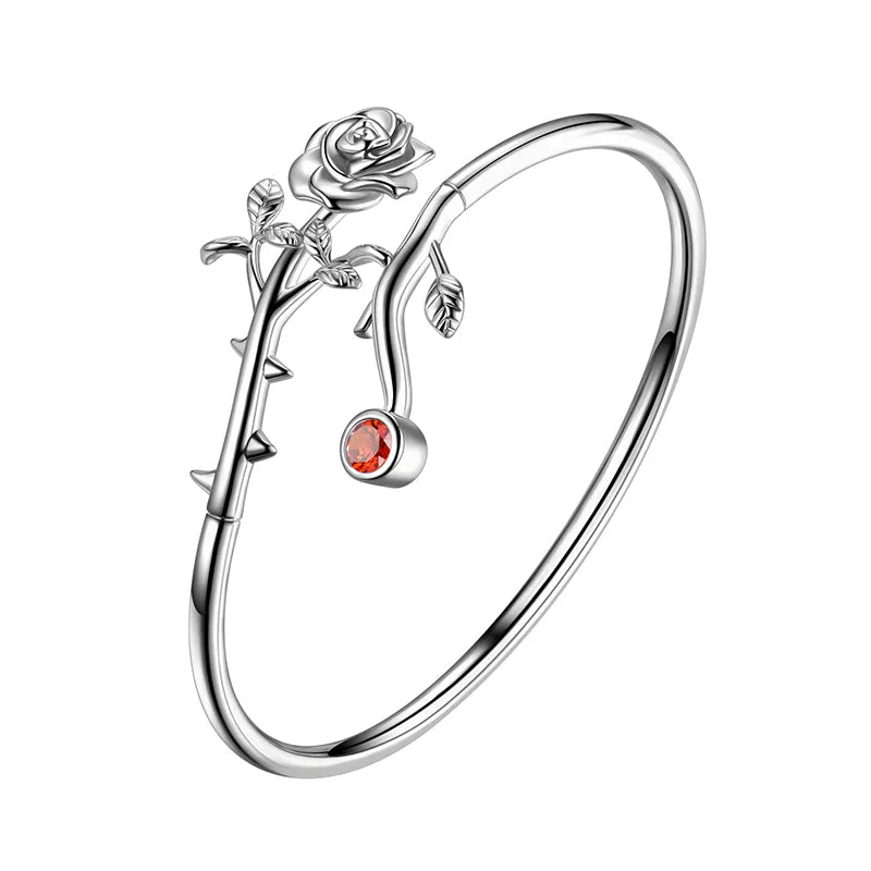 Tokyo Mart Gothic Vintage Rose Bracelets Jewelry Women Girls 3D Rose Flower Cuff Bangle Bracelet Romantic Birthday Valentine's Day Gifts