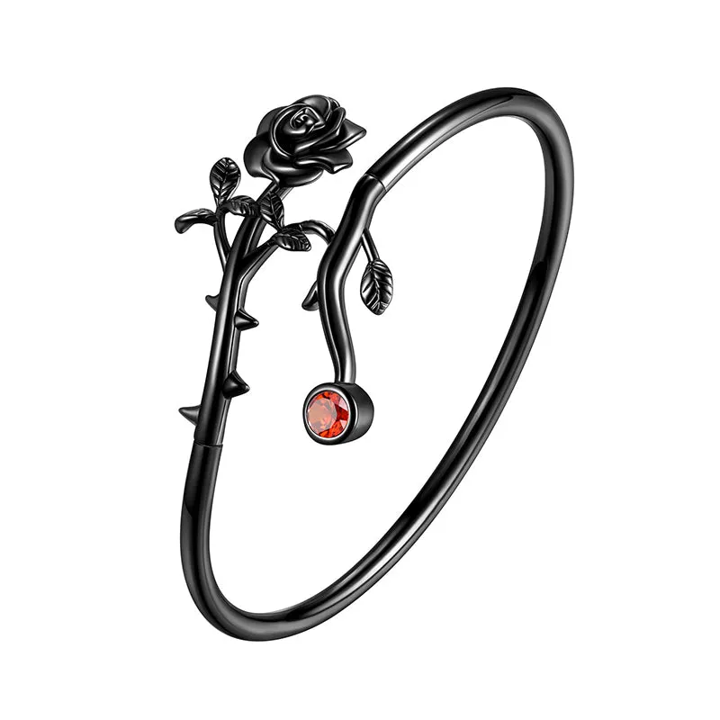 Tokyo Mart Gothic Vintage Rose Bracelets Jewelry Women Girls 3D Rose Flower Cuff Bangle Bracelet Romantic Birthday Valentine's Day Gifts