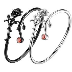 Tokyo Mart Gothic Vintage Rose Bracelets Jewelry Women Girls 3D Rose Flower Cuff Bangle Bracelet Romantic Birthday Valentine's Day Gifts