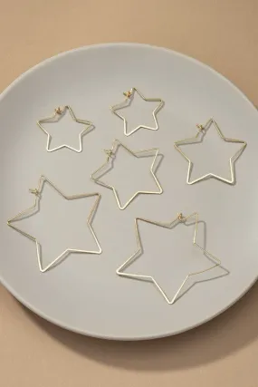 Trio graduate size star hoop earrings