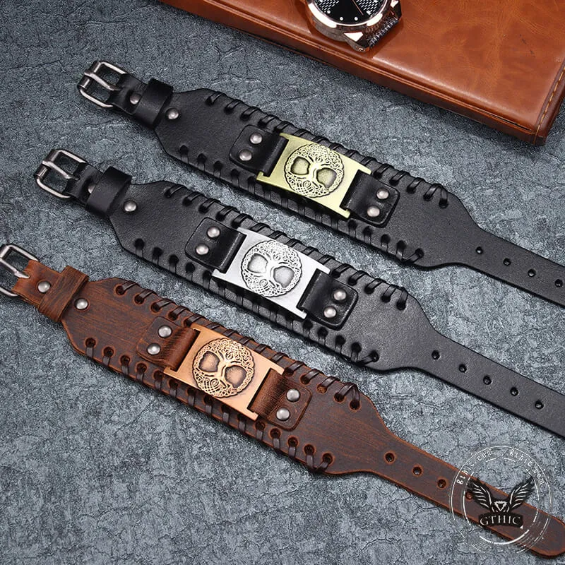 Viking Tree of Life Alloy Leather Bracelet