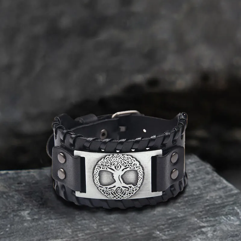 Viking Tree of Life Alloy Leather Bracelet