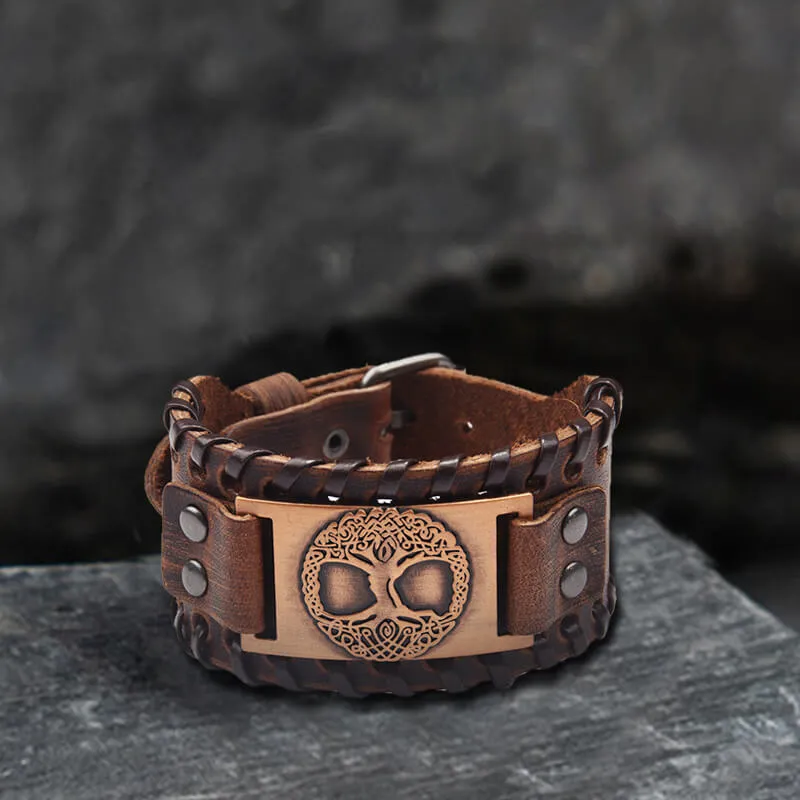 Viking Tree of Life Alloy Leather Bracelet