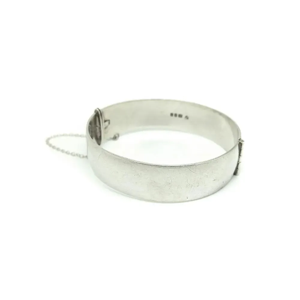 Vintage 1960's Etched Sterling Silver Bangle Bracelet