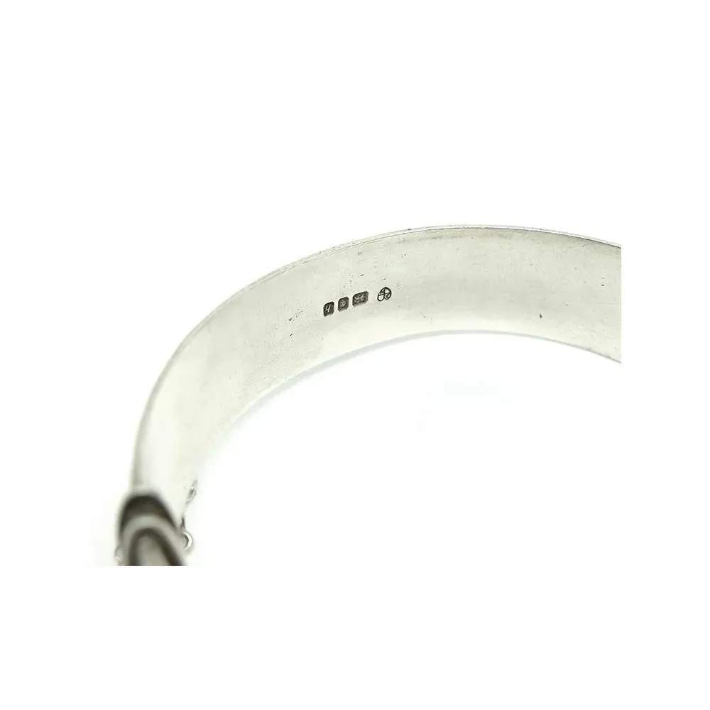Vintage 1960's Etched Sterling Silver Bangle Bracelet