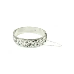 Vintage 1960's Etched Sterling Silver Bangle Bracelet